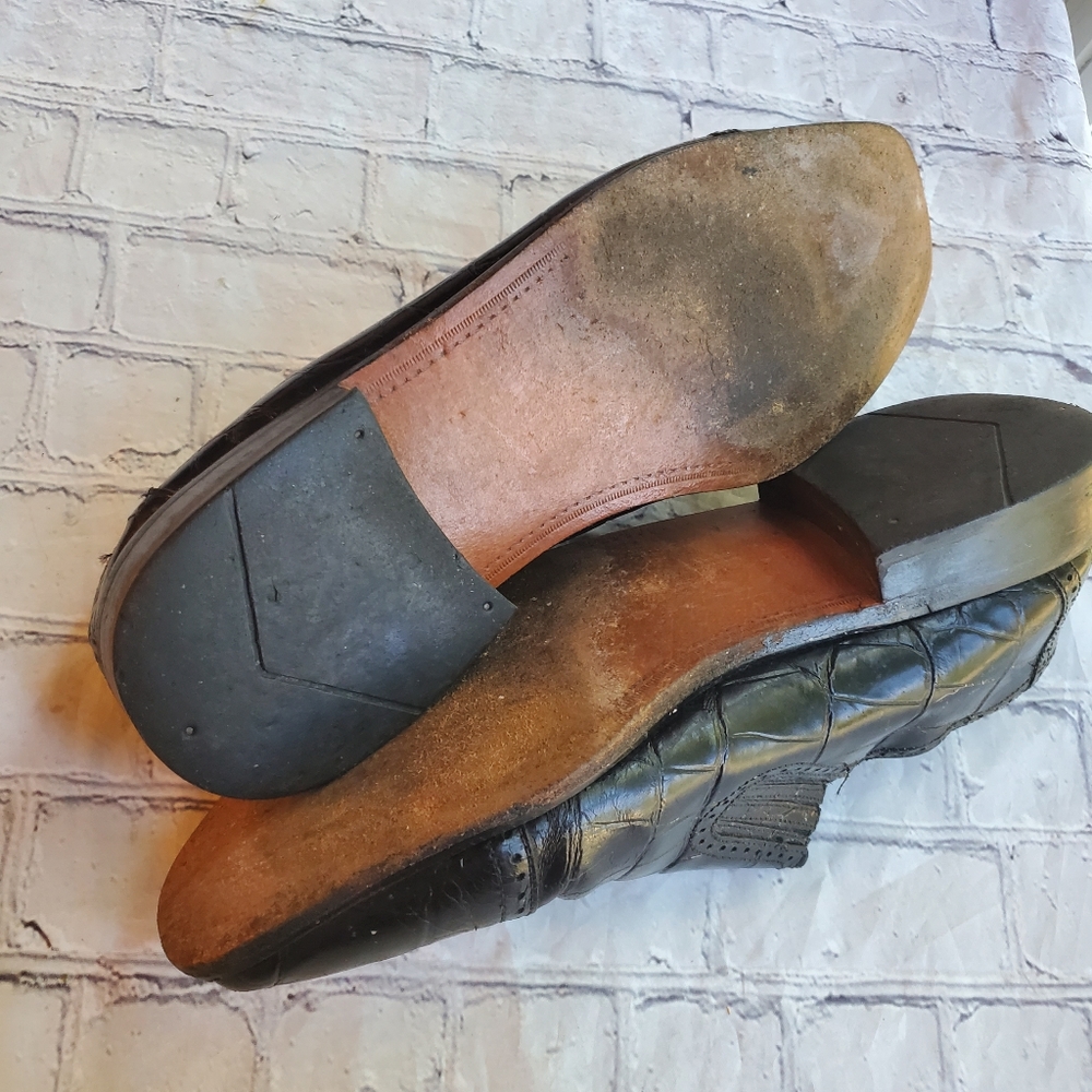 STACEY ADAMS MEN'S SHOES SLIP-ON ALLIGATOR UPPER LEATHER BLACK SIZE 10 - Picture 6 of 7